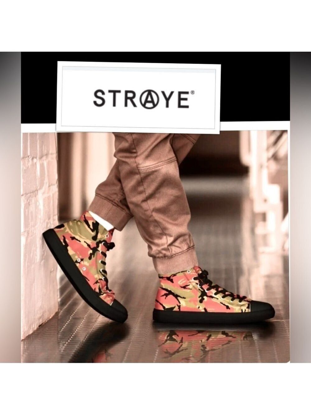 STRAYE Nostalgia Camo Hi Top Skater Sneakers Men’s 10 Wome 11.5 🔥RARE Print🔥